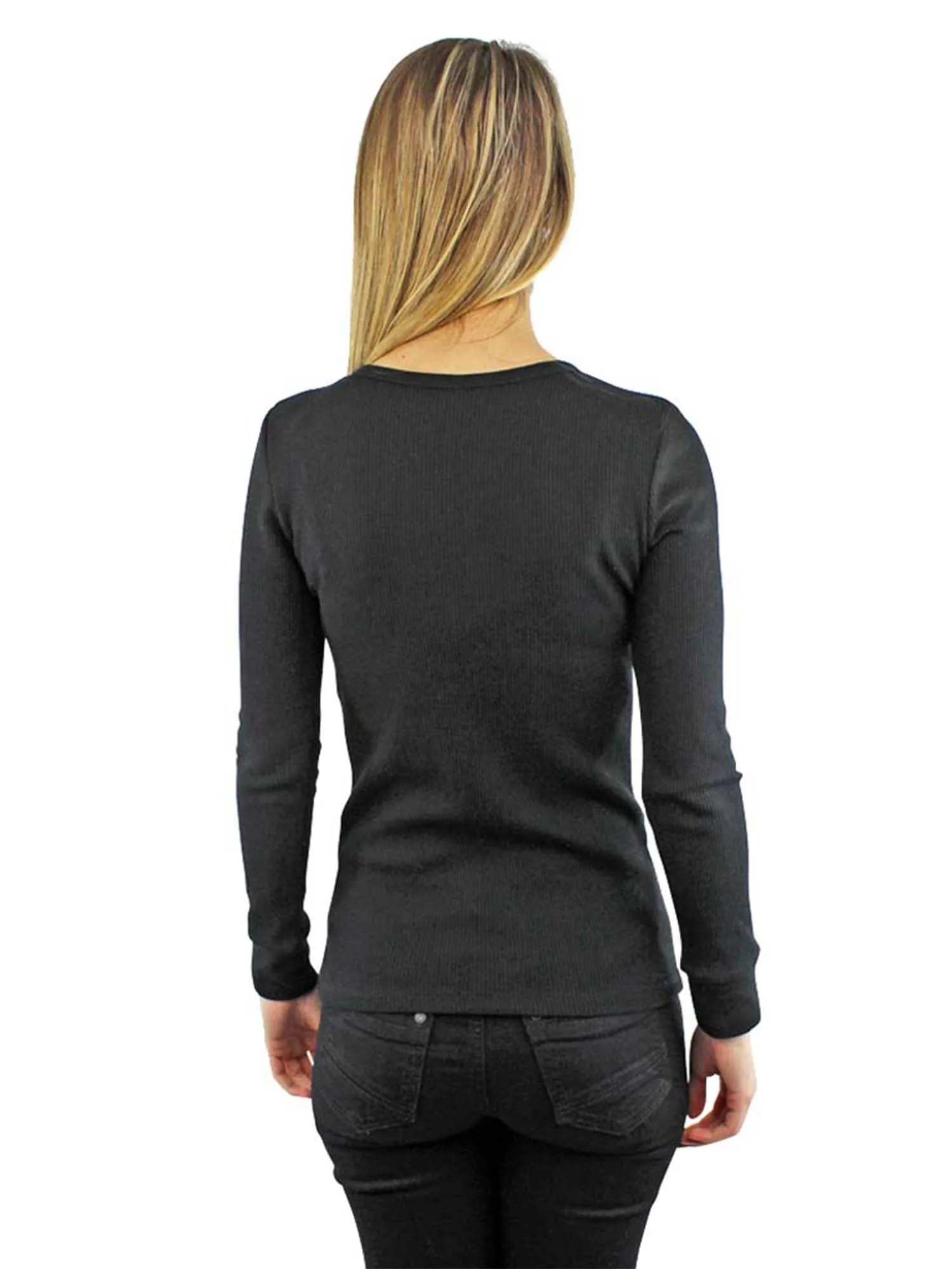 Black Cozy Long Sleeve Thermal Shirt Size Small