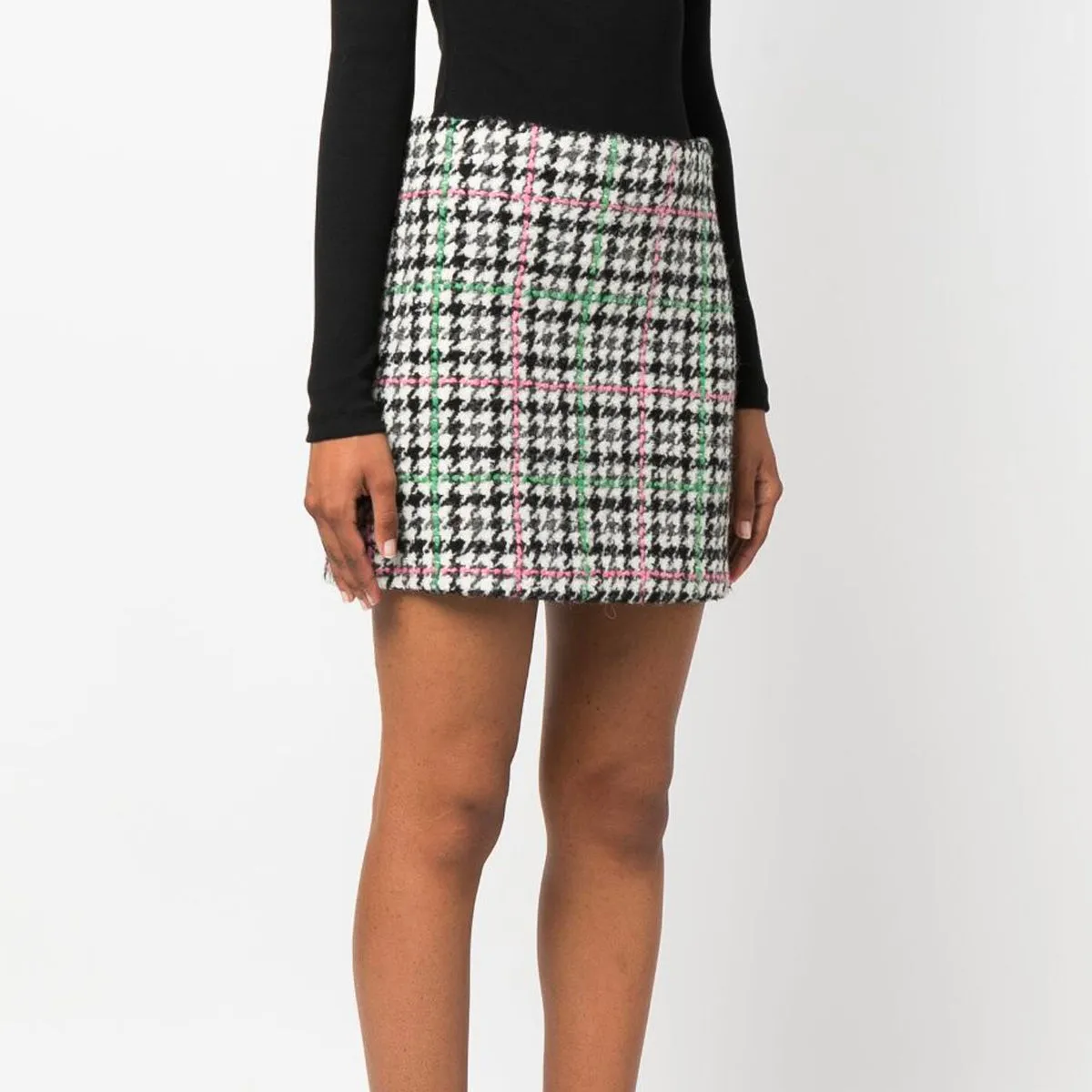 Blended wool mini skirt with "Micro Check Wool" motif Grey