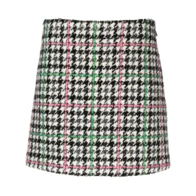 Blended wool mini skirt with "Micro Check Wool" motif Grey