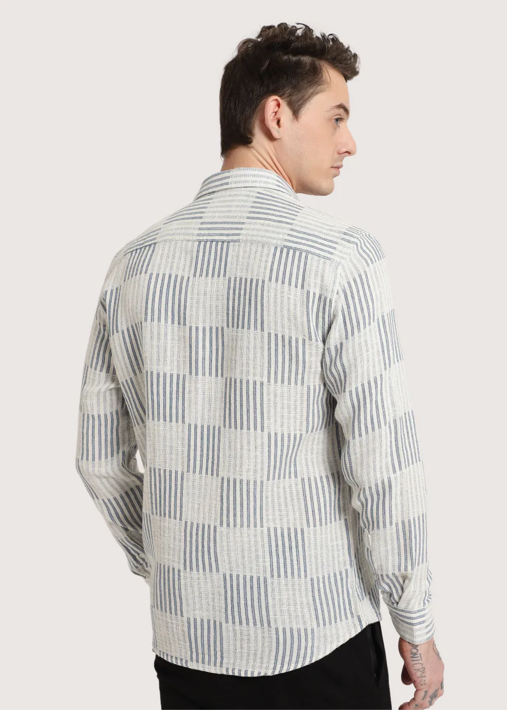 Blue Checker Textured Shirt