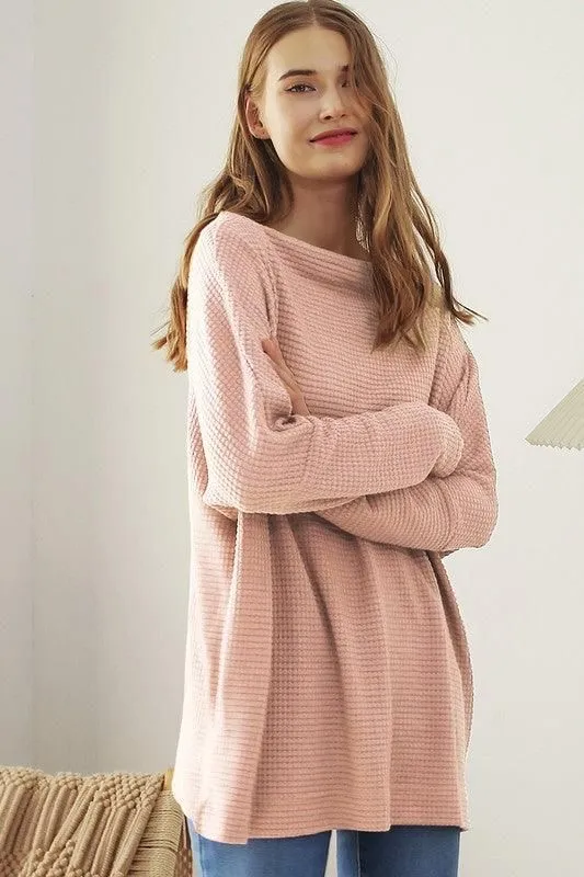 BOAT NECK BATWING SLEEVE PULLOVER SWEATER KNIT TOP