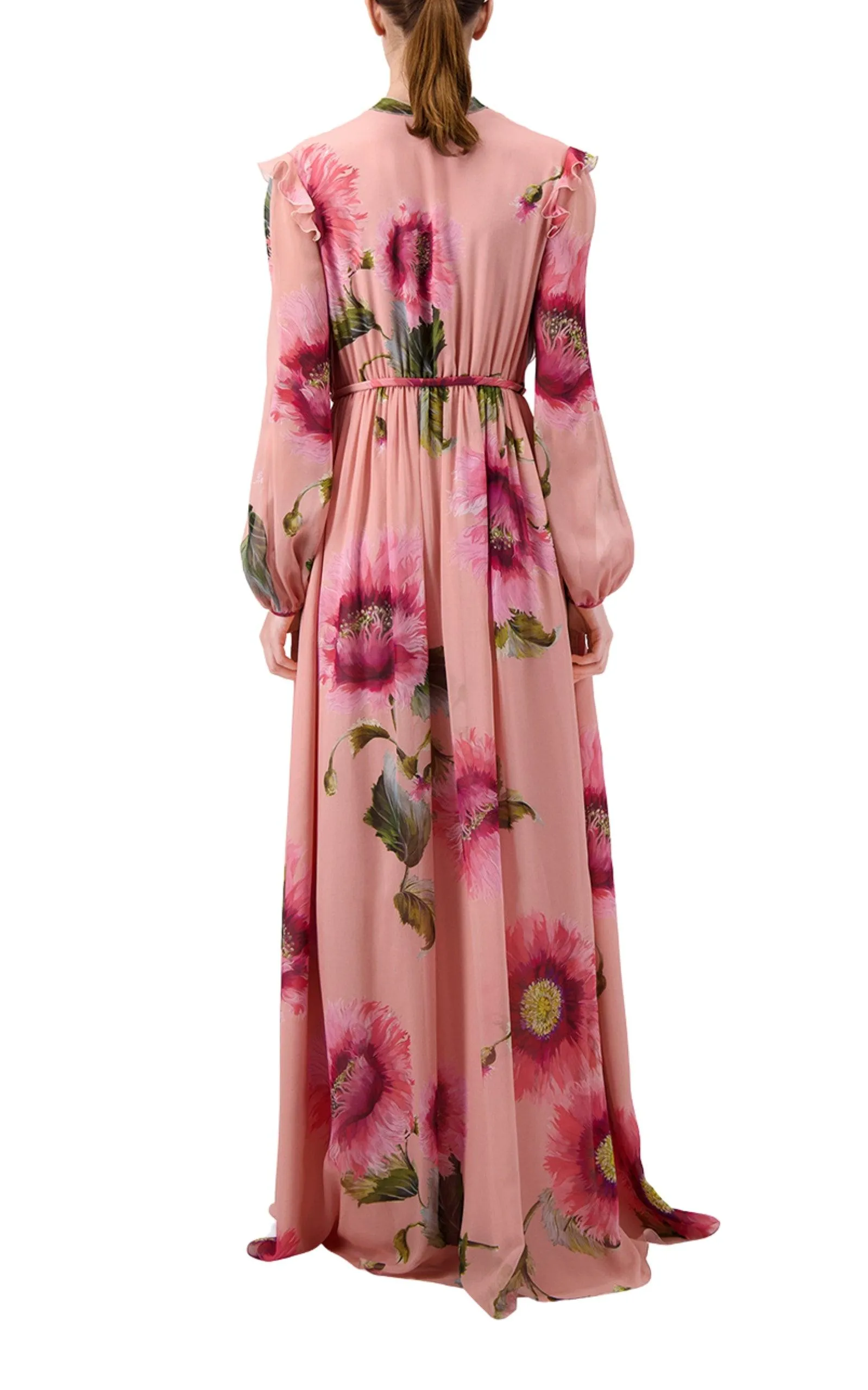 Botanic Blow Up-print Silk Georgette Gown