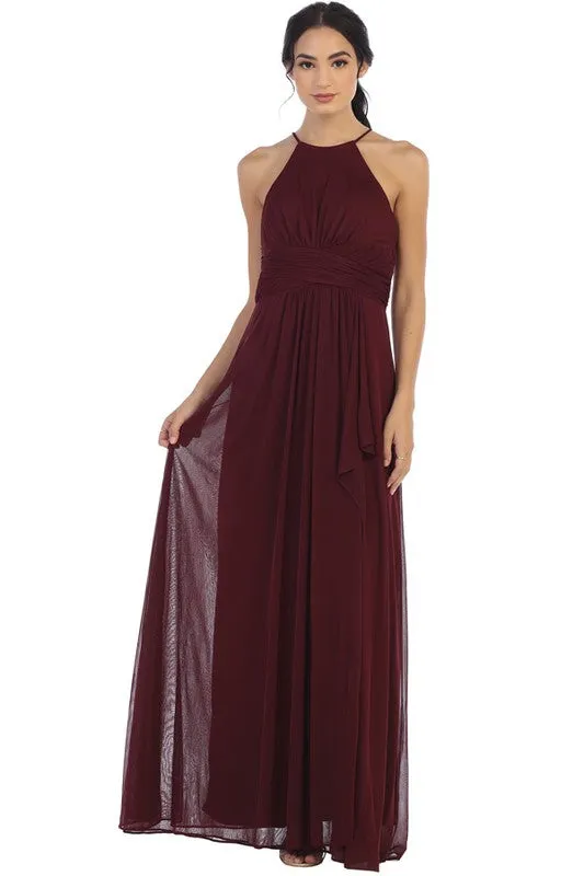 Bridesmaid Formal Prom Dress Halter Tie