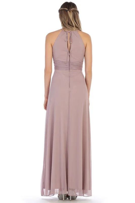 Bridesmaid Formal Prom Dress Halter Tie