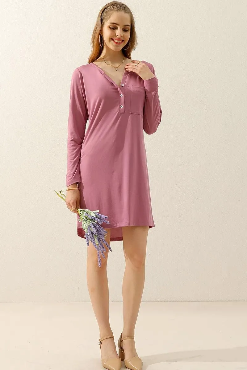 BUTTON DOWN LONG SLEEVE CASAUL MAXI KNEE DRESS