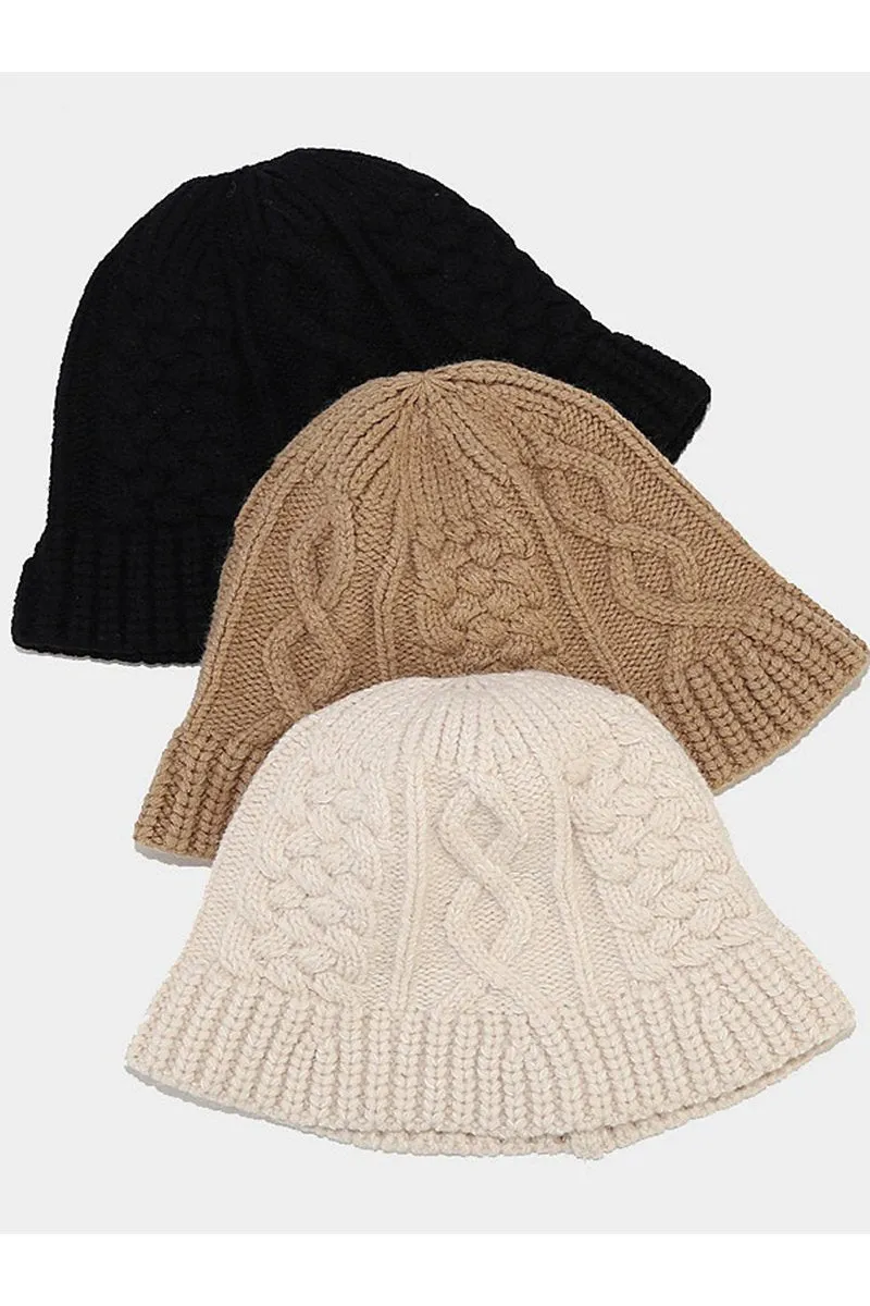 CABLE KNITTED WARM CASUAL HAT