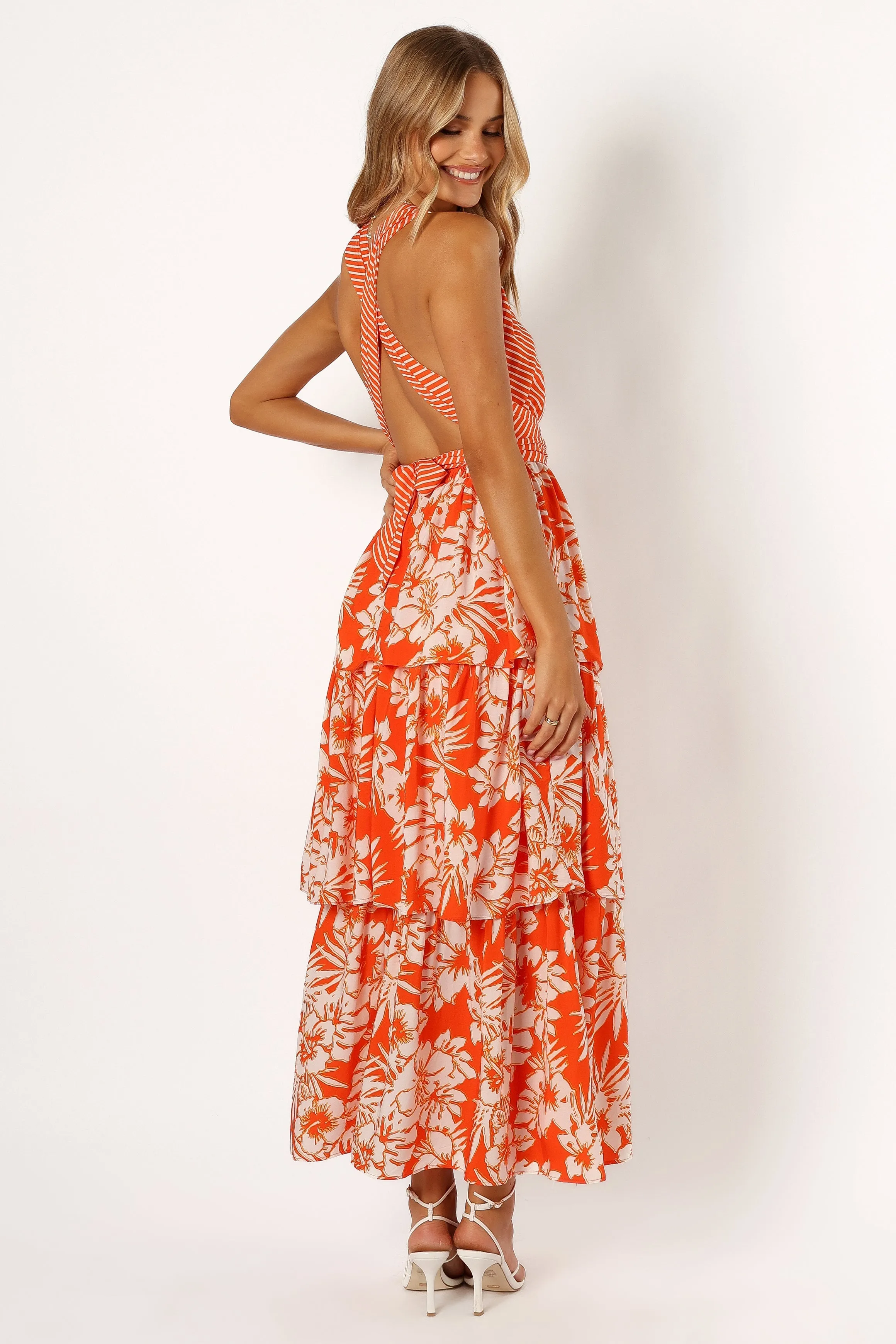 Calypso Tiered Midi Dress - Orange