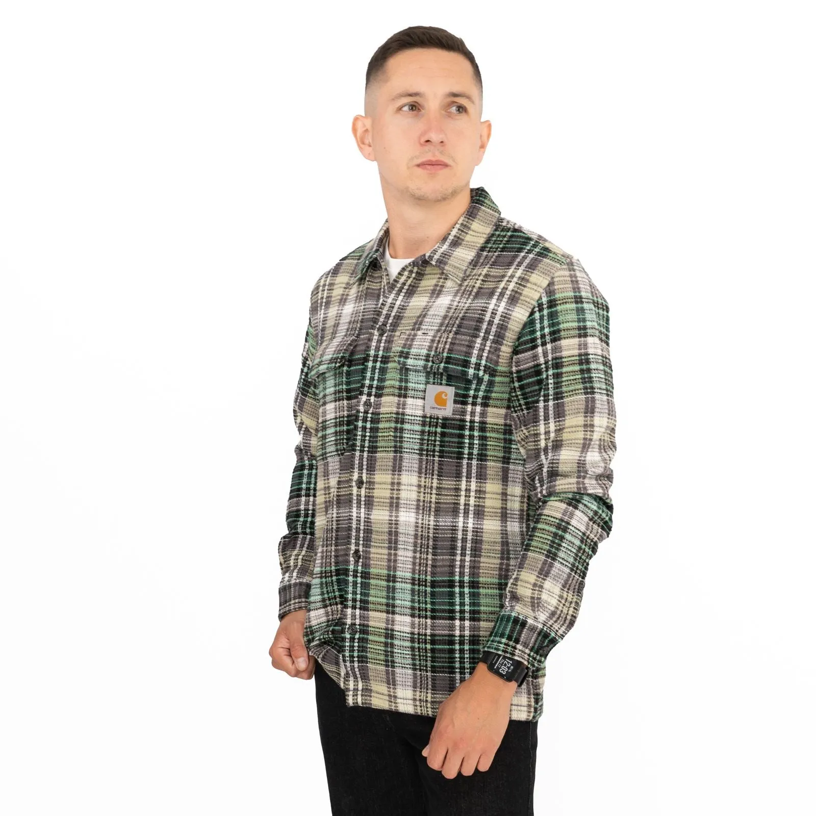 Carhartt WIP Mens Long Sleeve Valmon Green Shirt