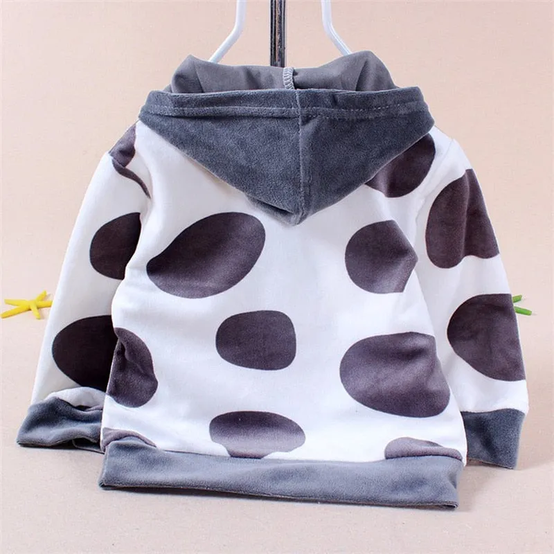 Cartoon Plush Long-Sleeved Sweatshirt with Hoodie and Pants - Set for Baby and Kids