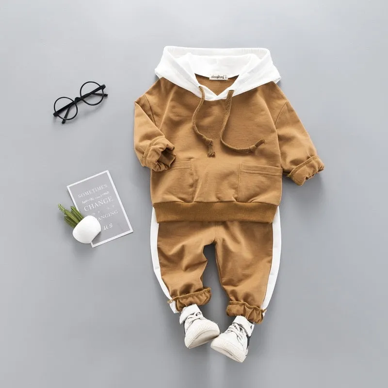 Cartoon Plush Long-Sleeved Sweatshirt with Hoodie and Pants - Set for Baby and Kids