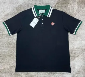 CASABLANCA Textured Pique Polo Black