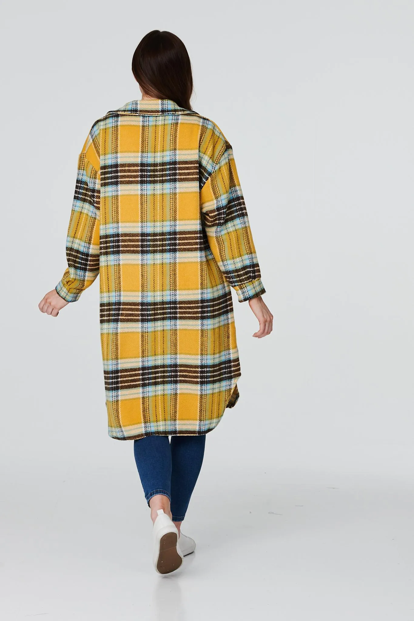 Checked Longline Overshirt Coat