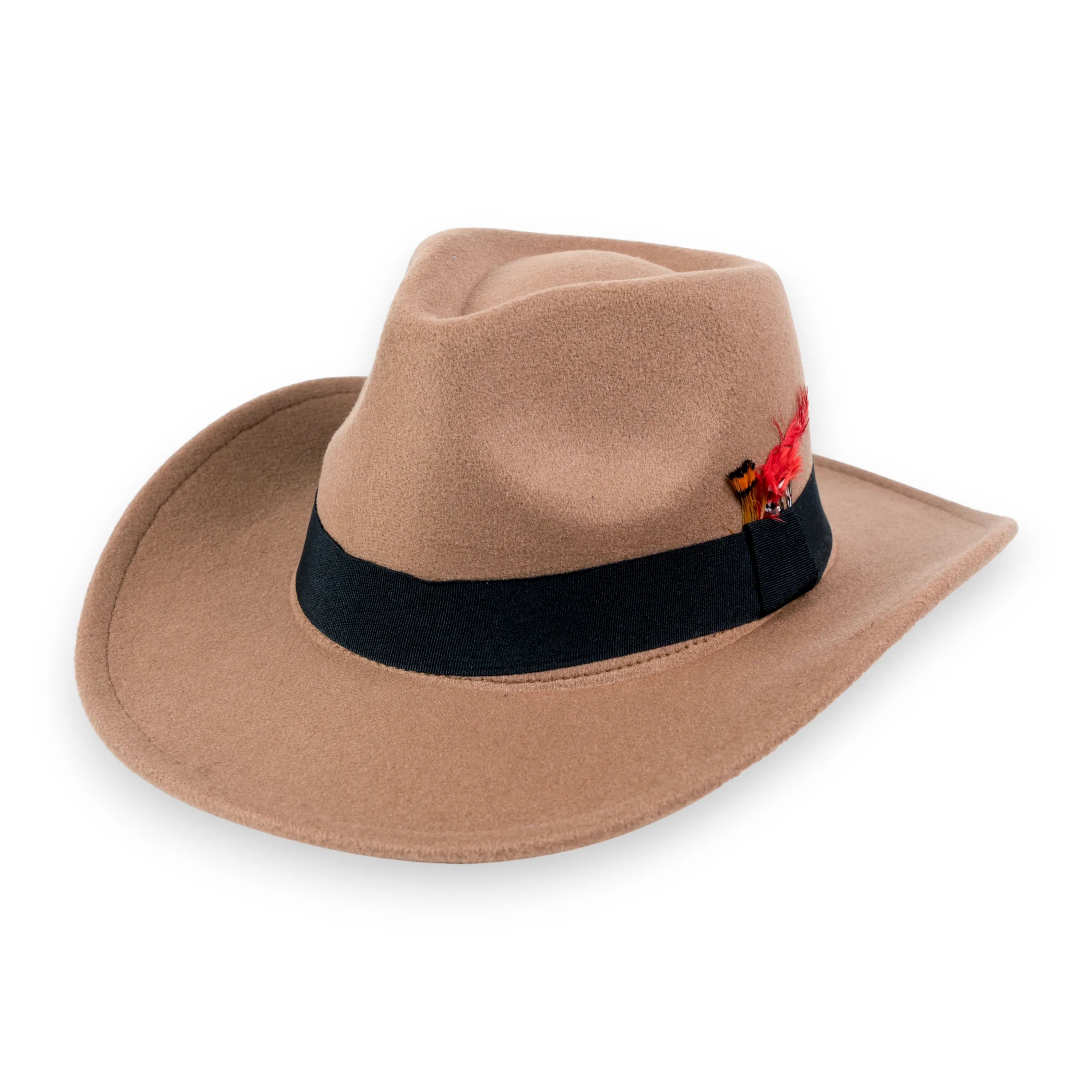 Chokore Cowboy Hat with Feather Details (Khaki)