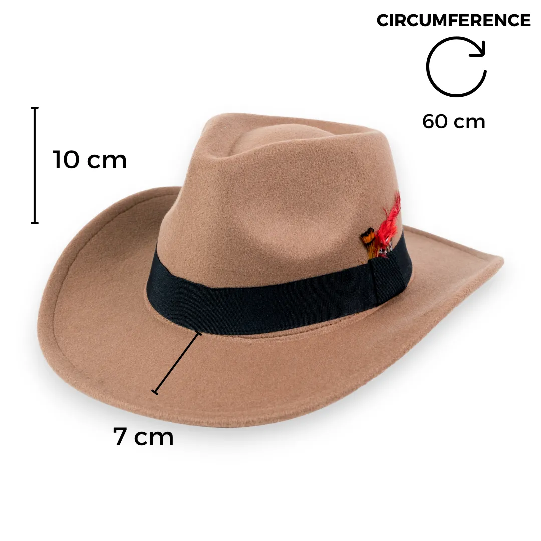 Chokore Cowboy Hat with Feather Details (Khaki)