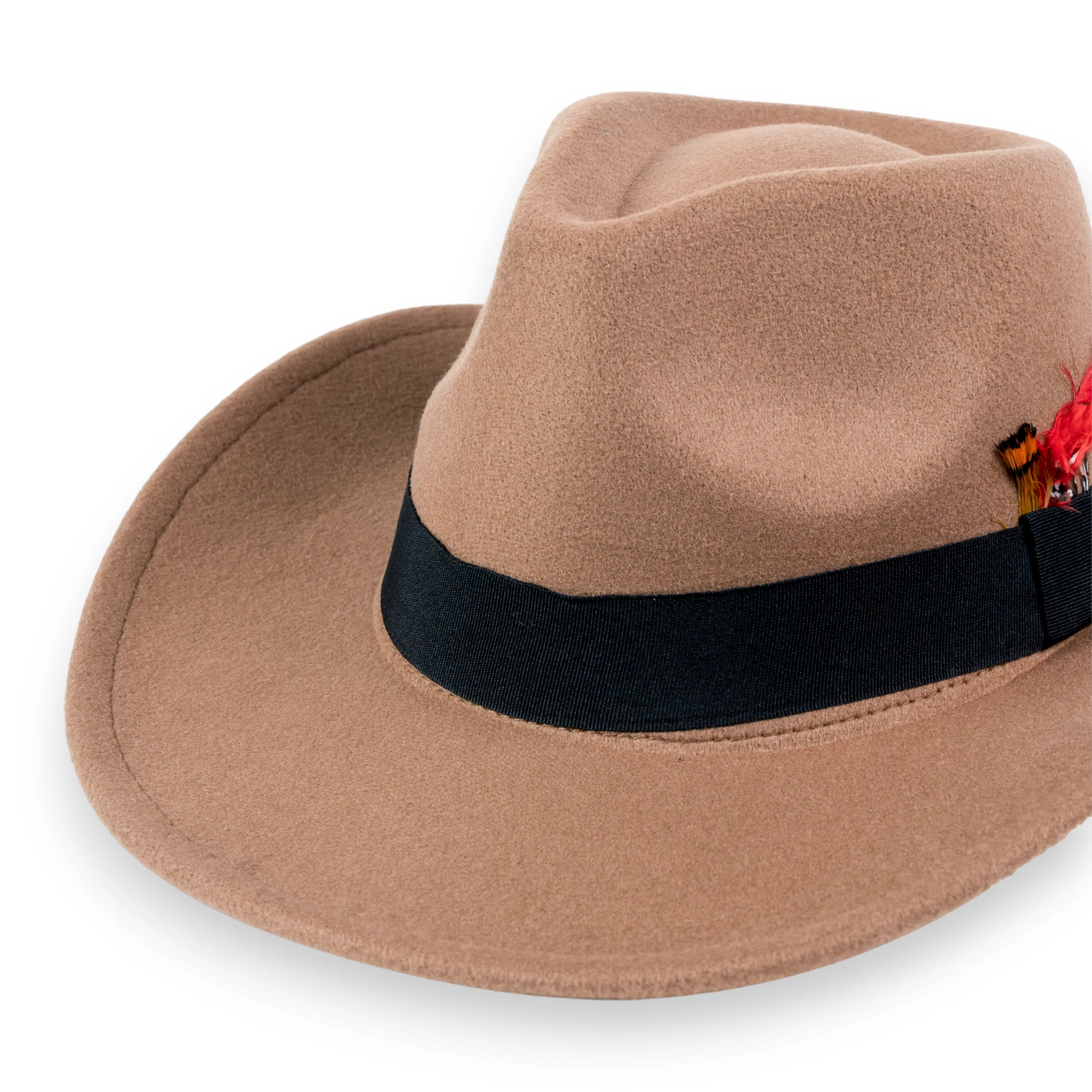 Chokore Cowboy Hat with Feather Details (Khaki)