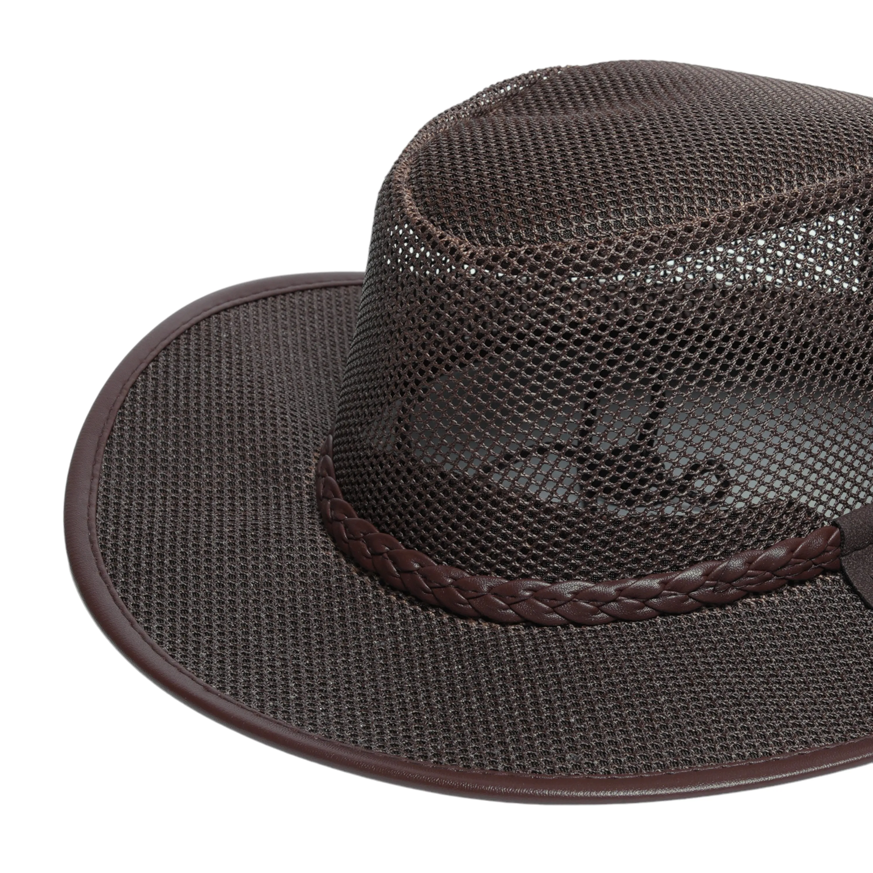 Chokore Mesh Cowboy Hat with Braided Belt (Dark Brown)