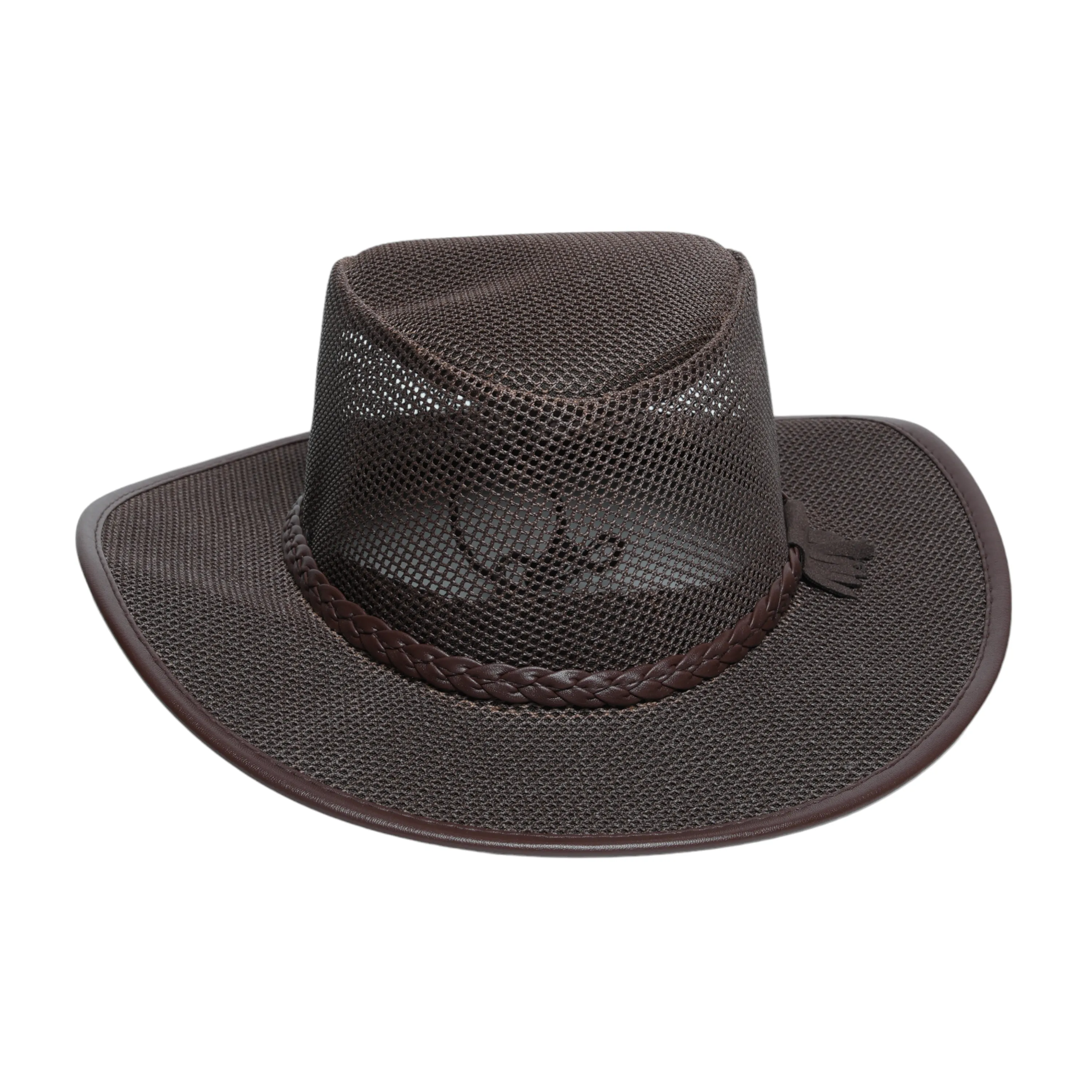 Chokore Mesh Cowboy Hat with Braided Belt (Dark Brown)