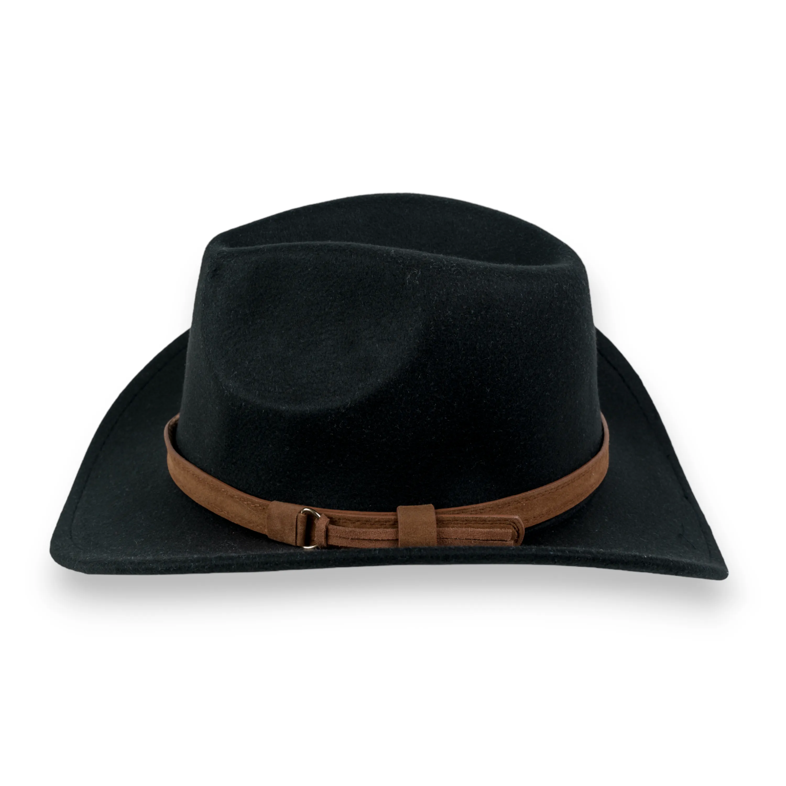 Chokore Pinched Cowboy Hat with PU Leather Belt (Black)