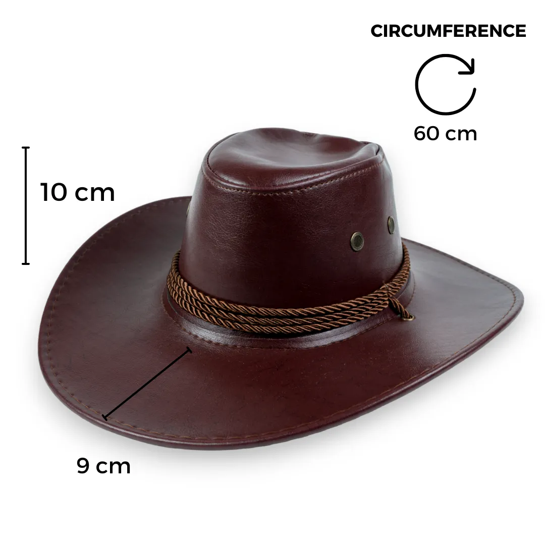 Chokore PU Leather Cowboy Hat (Chocolate Brown)