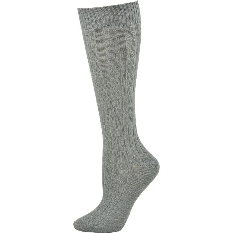 Classic Cable Knit Cotton Knee High Socks 3 Pair Pack