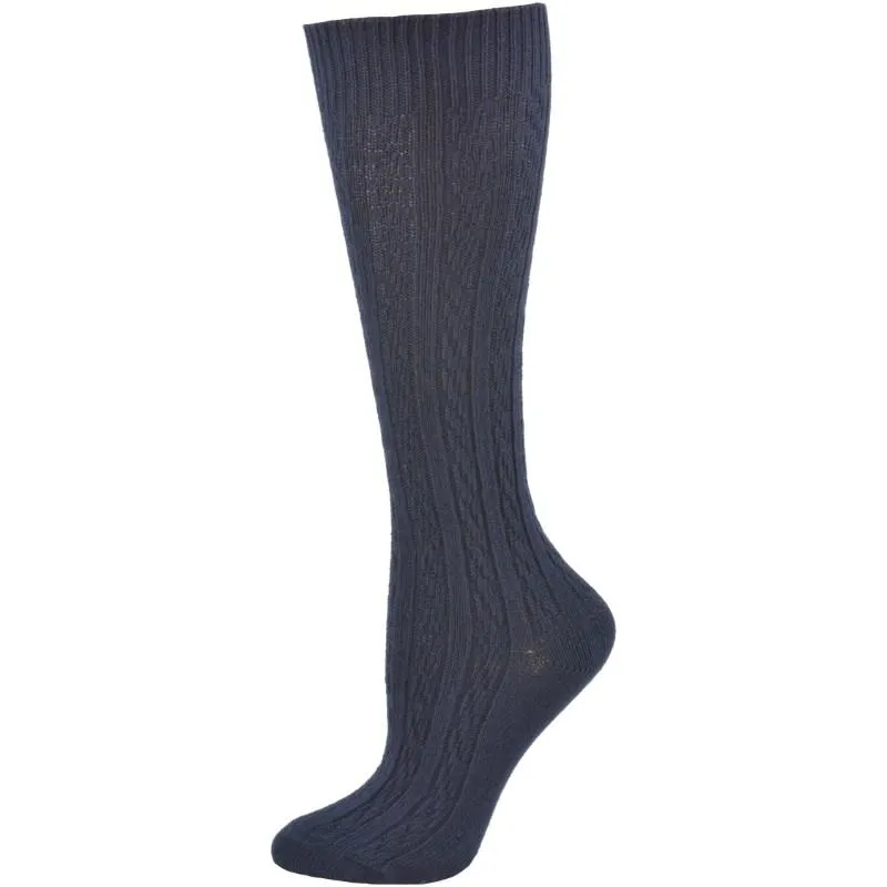 Classic Cable Knit Cotton Knee High Socks 3 Pair Pack