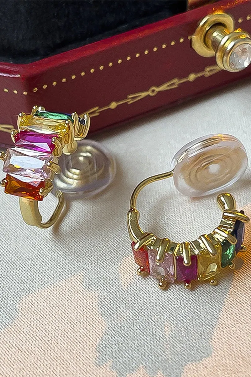 COLORED GEM HOOP EARRINGS