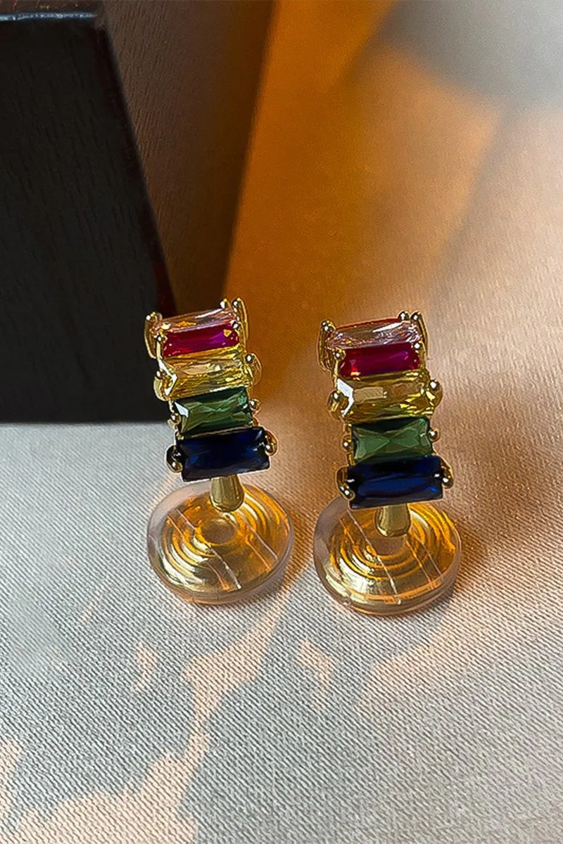 COLORED GEM HOOP EARRINGS