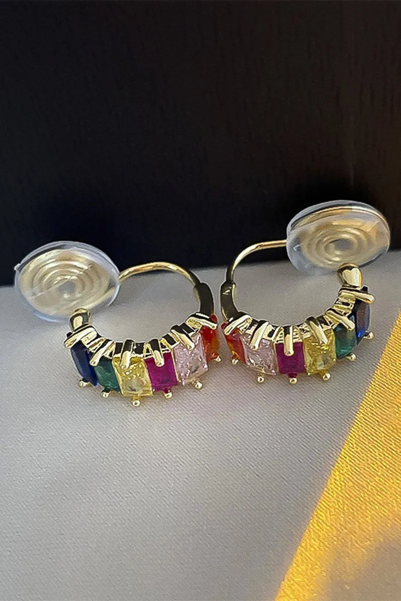 COLORED GEM HOOP EARRINGS