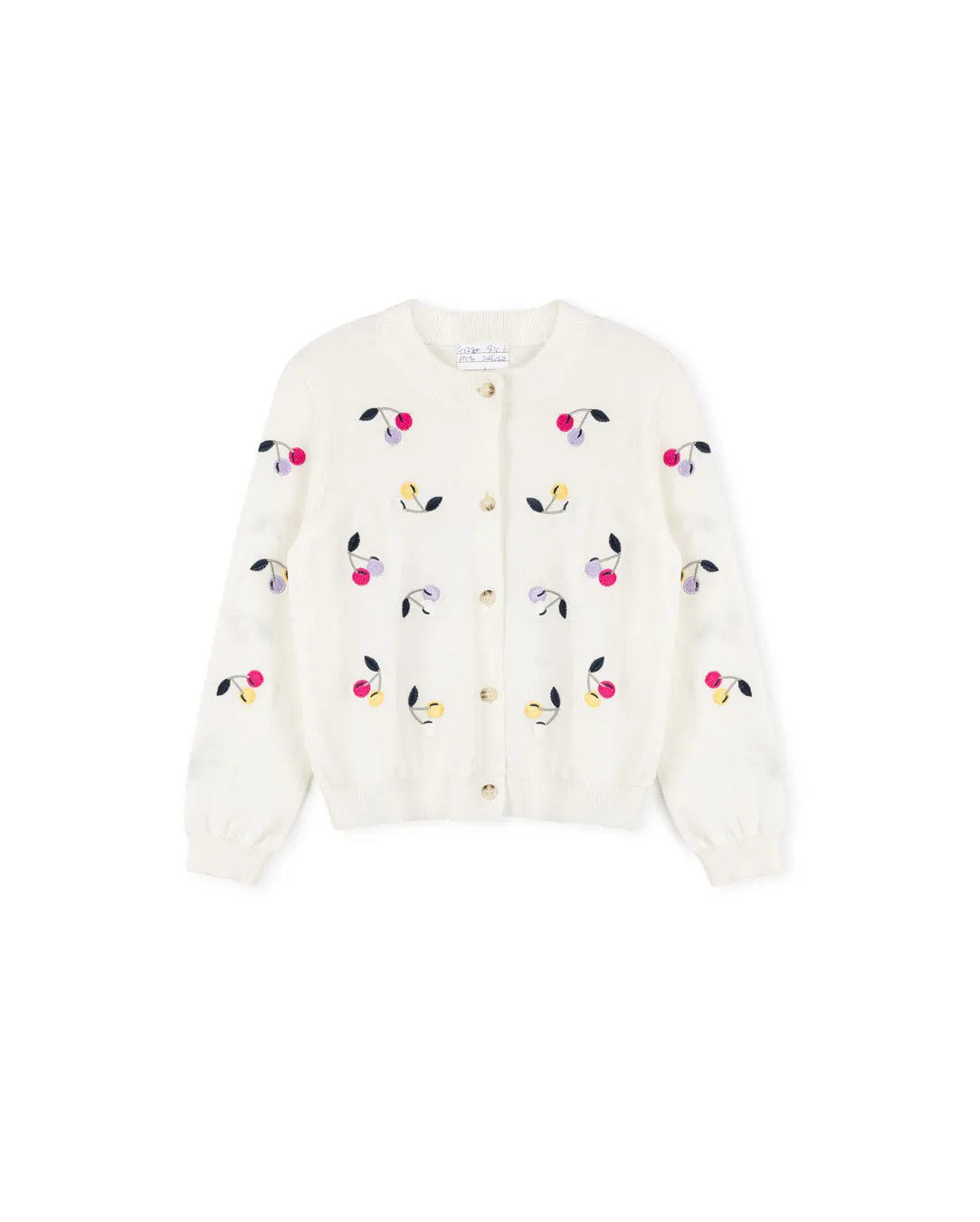 Colorful Embroidered Cherry Cardigan