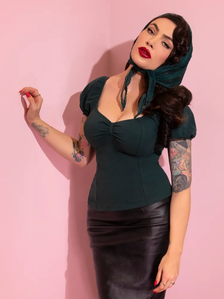 COMING BACK SOON - Powder Puff Top in Hunter Green - Vixen by Micheline Pitt