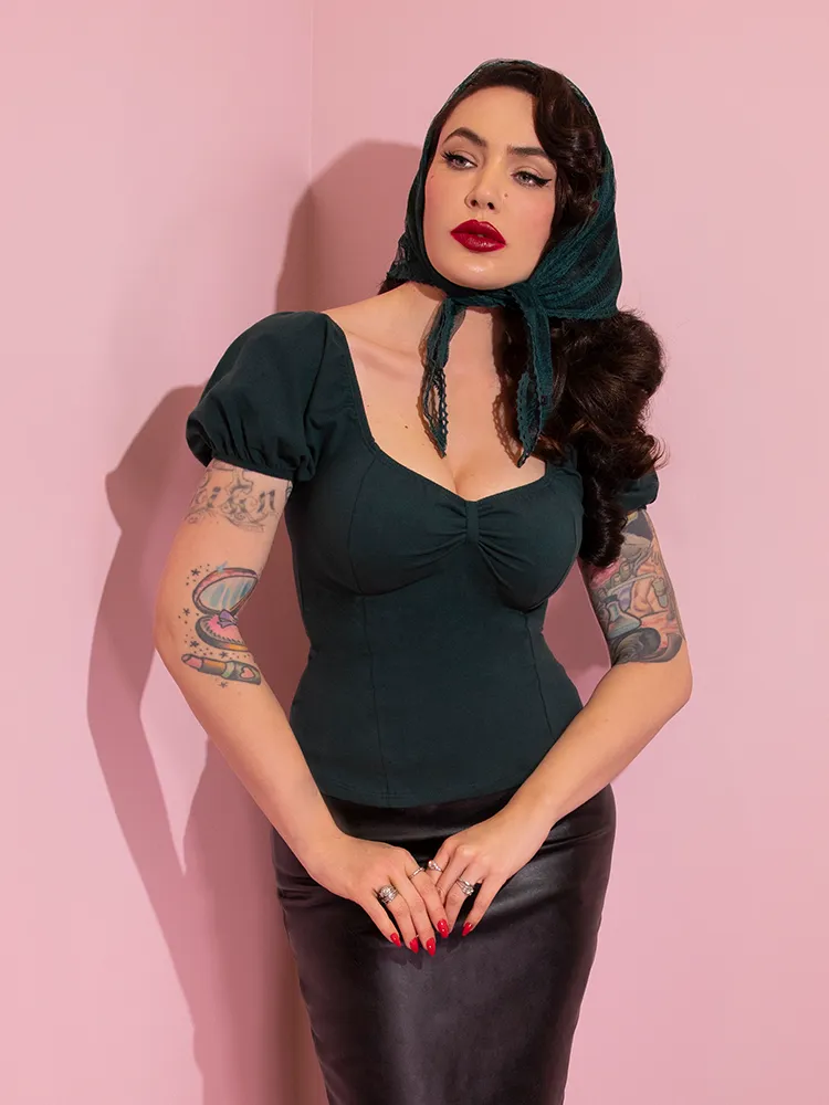 COMING BACK SOON - Powder Puff Top in Hunter Green - Vixen by Micheline Pitt