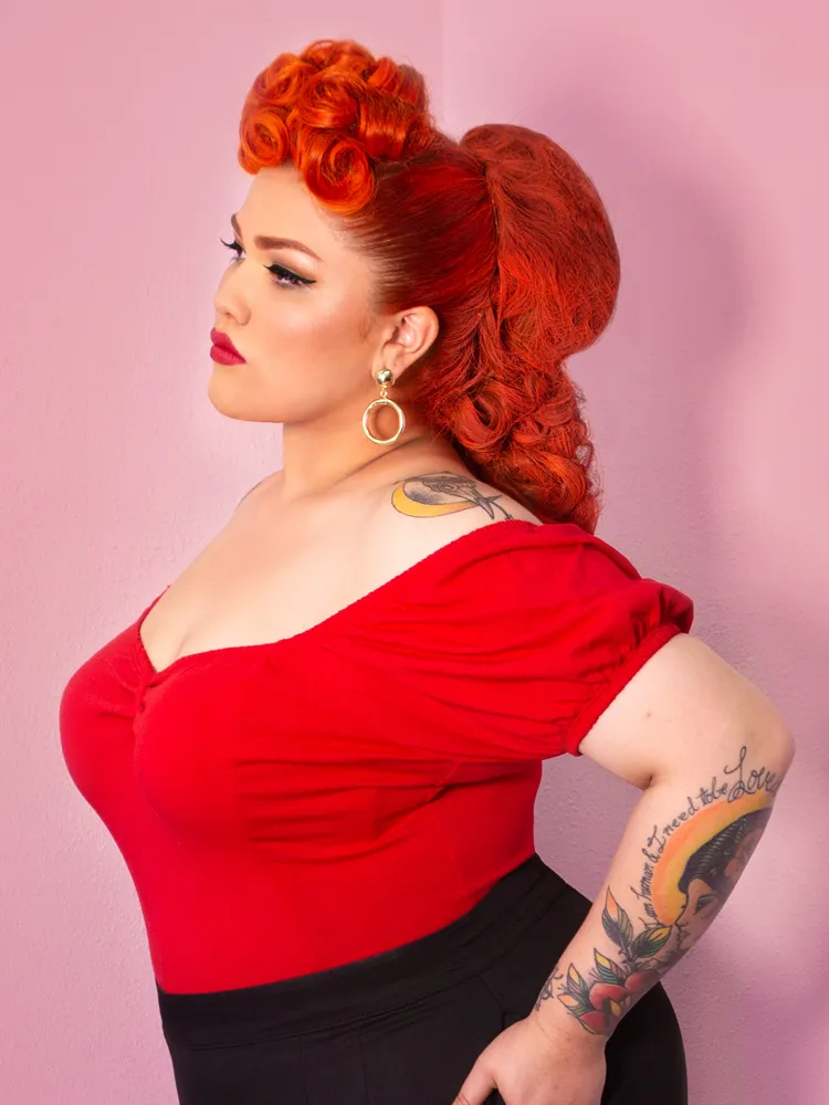 COMING BACK SOON - Powder Puff Top in Red - Vixen by Micheline Pitt