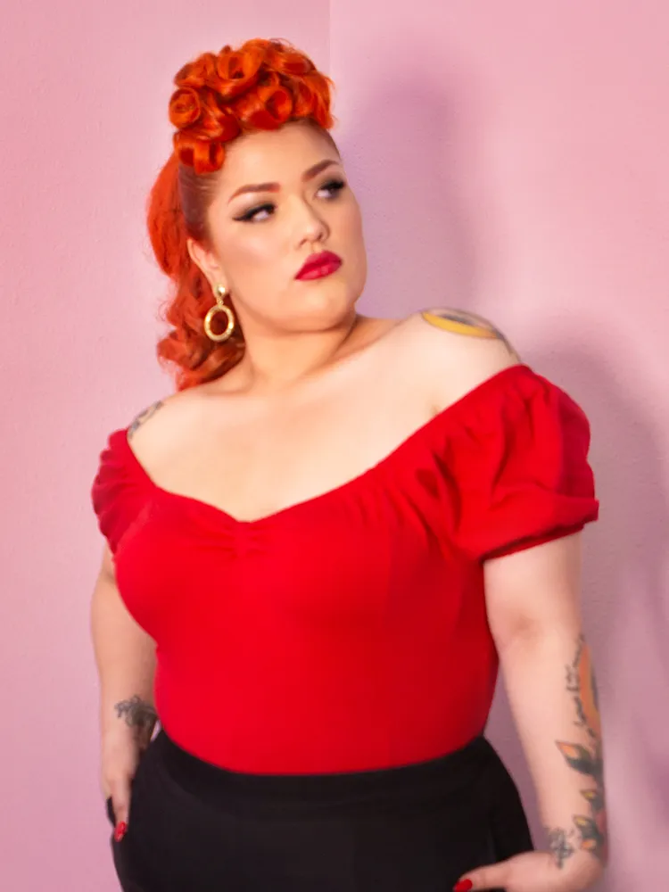 COMING BACK SOON - Powder Puff Top in Red - Vixen by Micheline Pitt