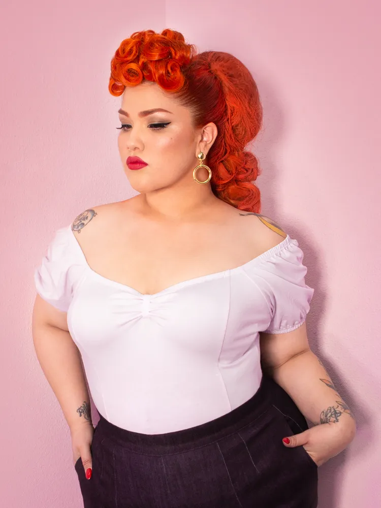 COMING BACK SOON - Powder Puff Top in White - Vixen by Micheline Pitt