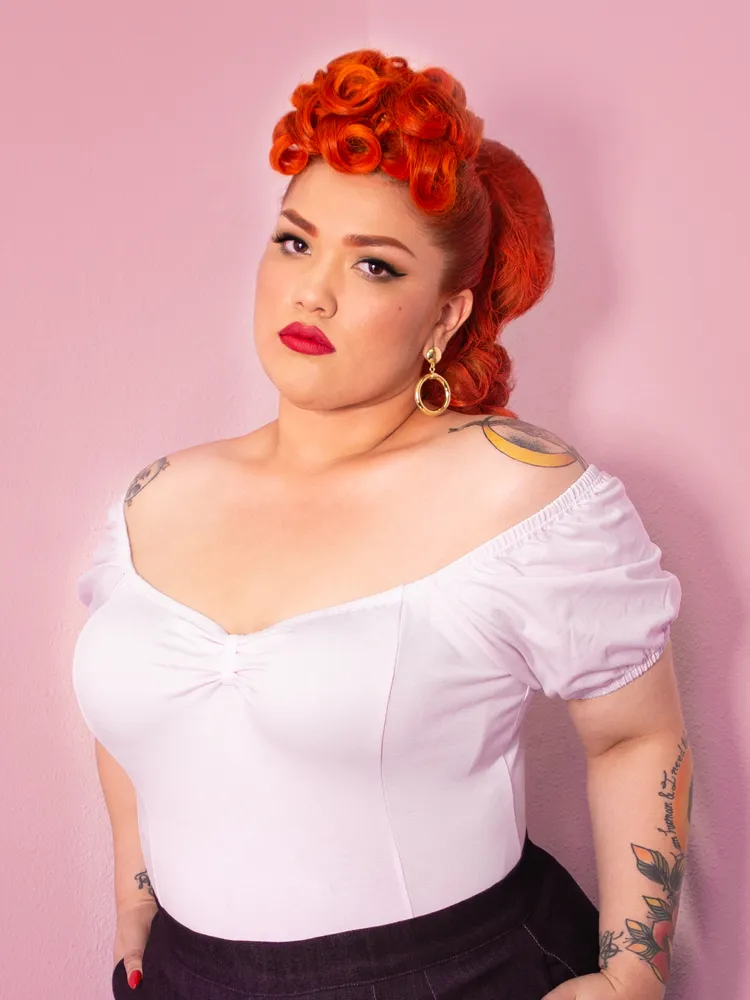 COMING BACK SOON - Powder Puff Top in White - Vixen by Micheline Pitt