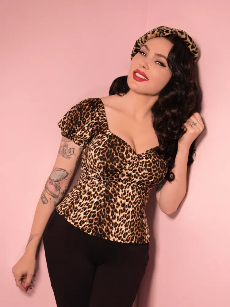 COMING BACK SOON - Powder Puff Top in Wild Leopard Print - Vixen by Micheline Pitt