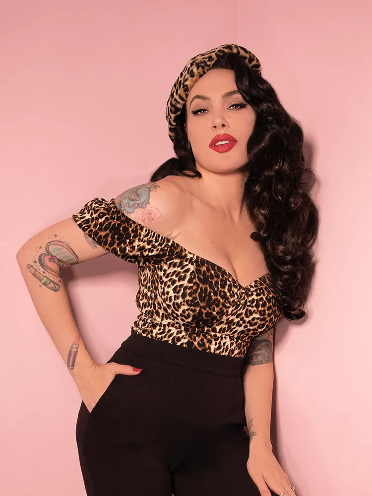 COMING BACK SOON - Powder Puff Top in Wild Leopard Print - Vixen by Micheline Pitt