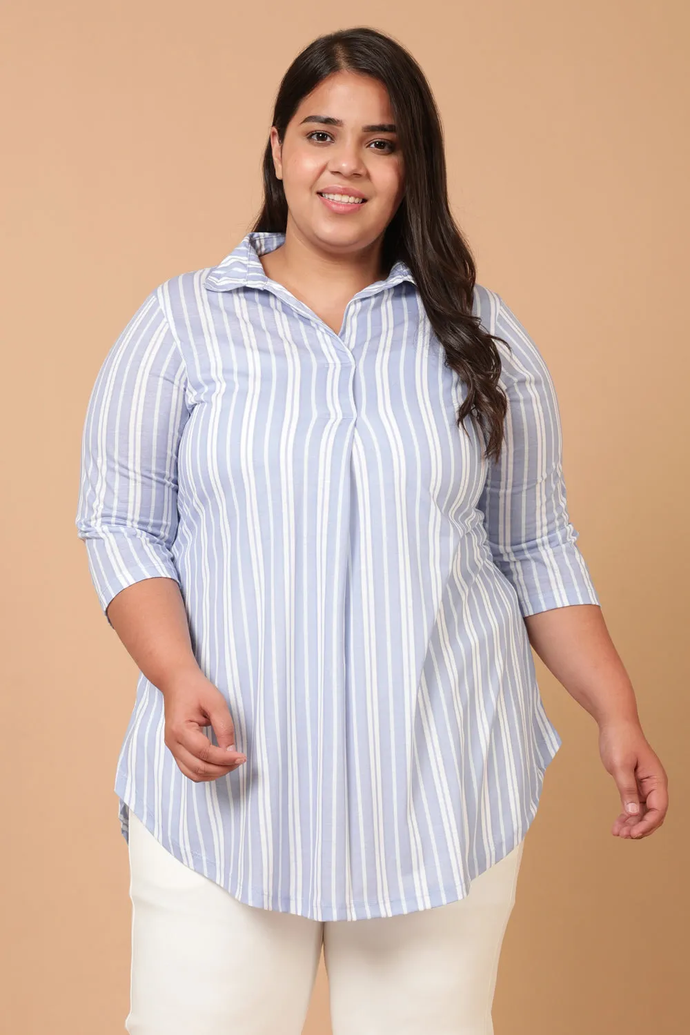 Cool Blues Centre Pleat Top