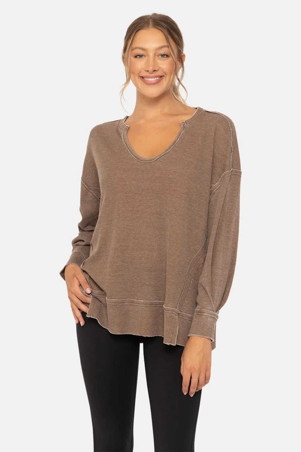 Cotton Blend Waffle Top - 3 colors!