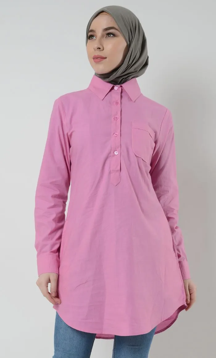 Cotton Button School Uniform Tunic - WOMEN