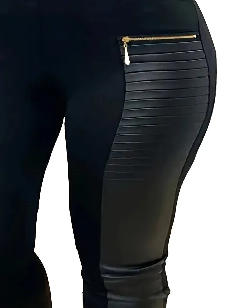 Courtney Plus Size Leggings with Moto Patch