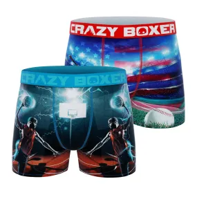 CRAZYBOXER All Star Baseball Baskterball Men's Boxer Briefs (2 pack)