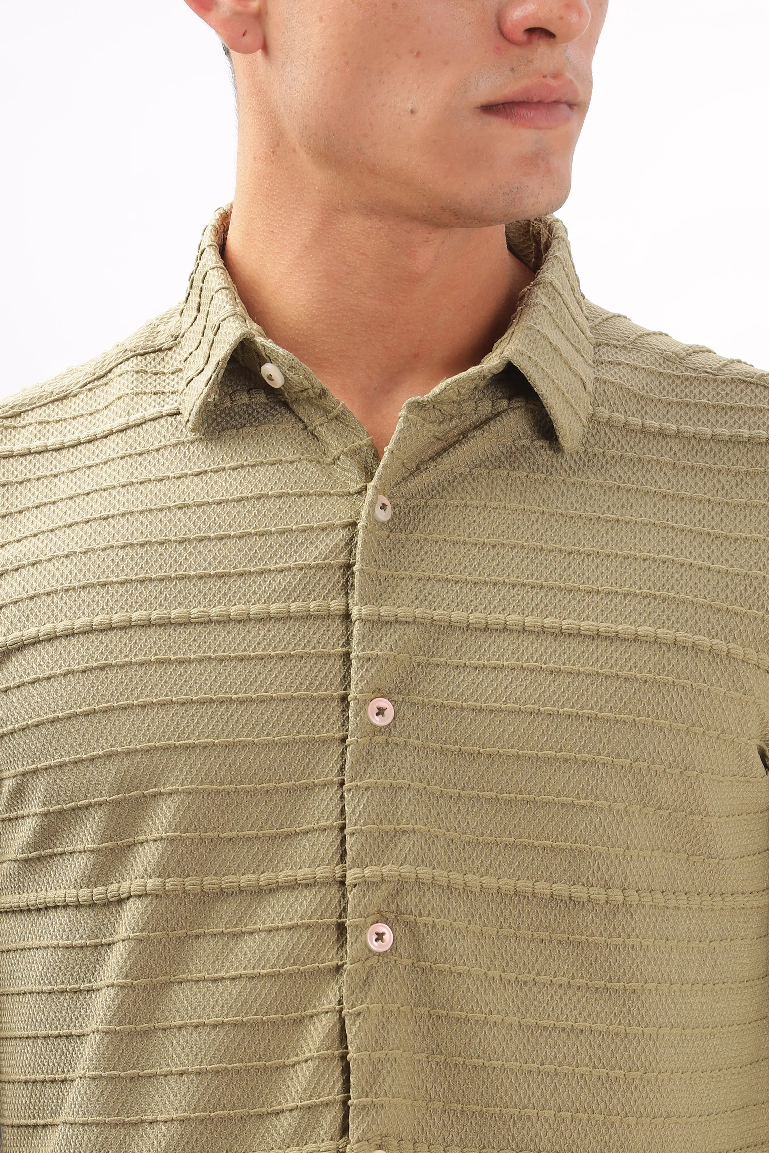 Crochet Textured Beige Shirt