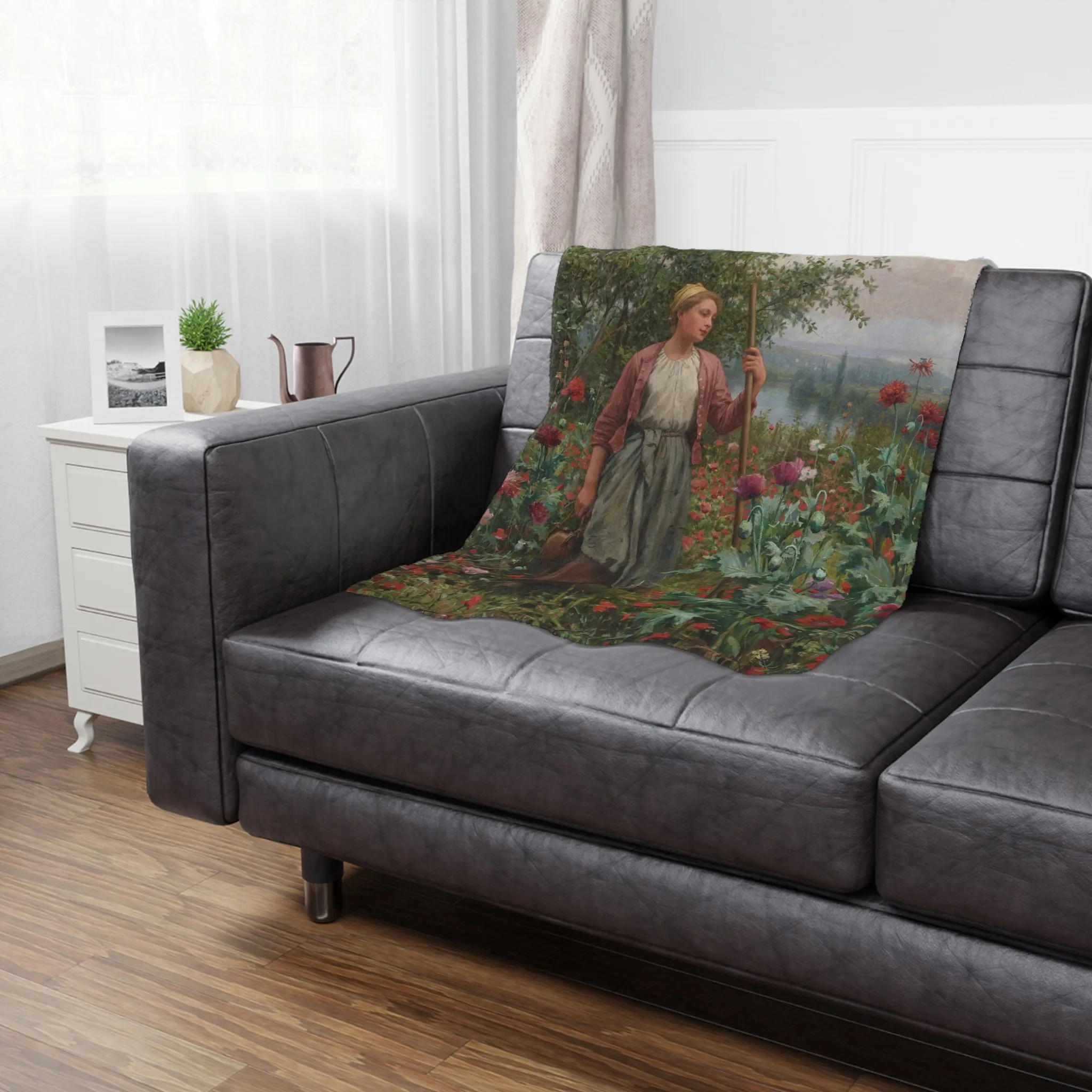 Daniel Ridgway Knight: "Maria Among the Poppies" - Microfiber Blanket