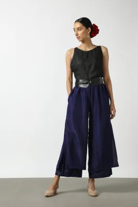 Dark Blue Double Layer Sequenced Pant