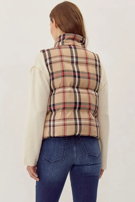 Deborah Plaid Check Print Vest S-XL