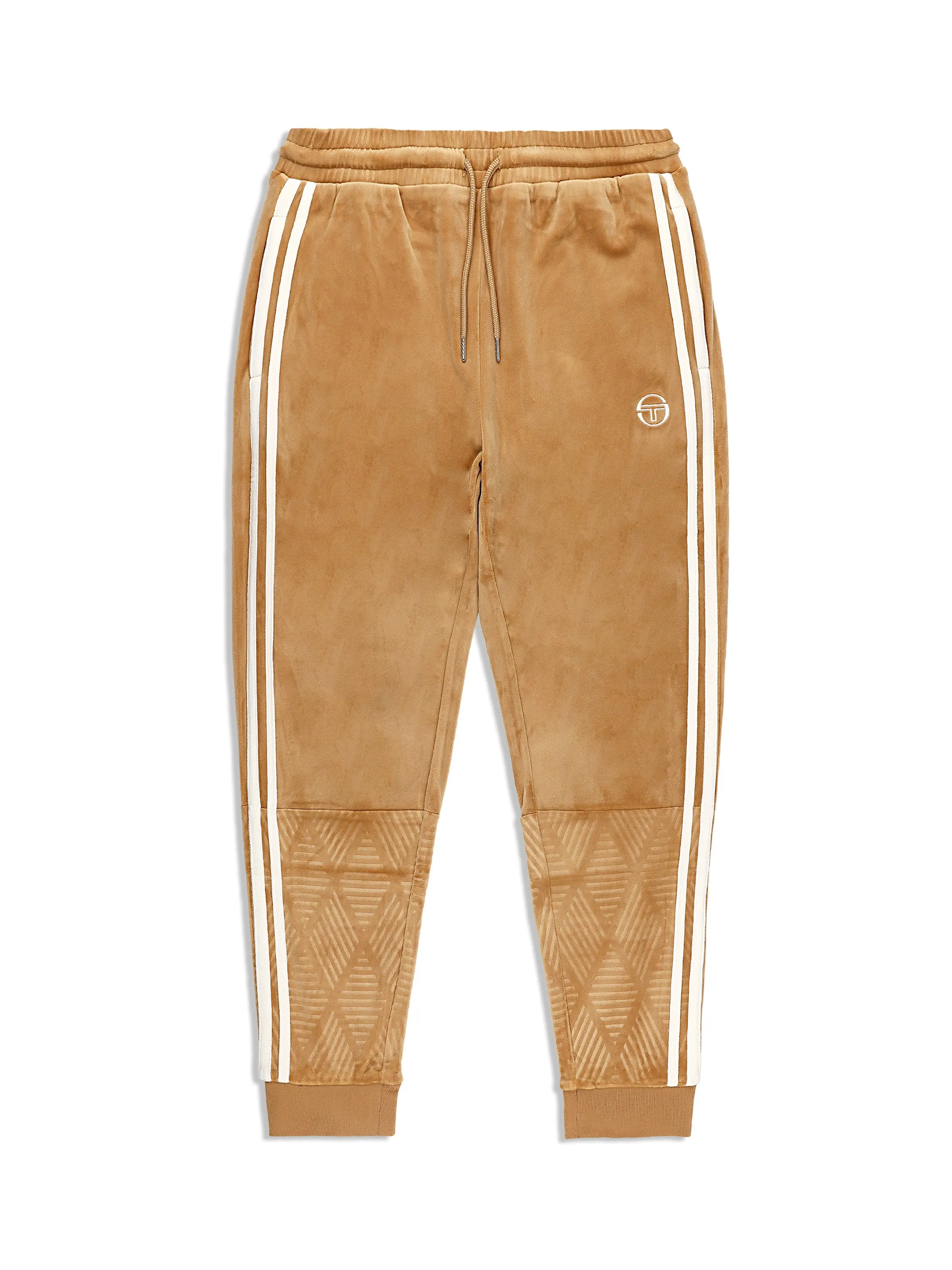 Debossed Damarindo Velour Track Pant- Meerkat