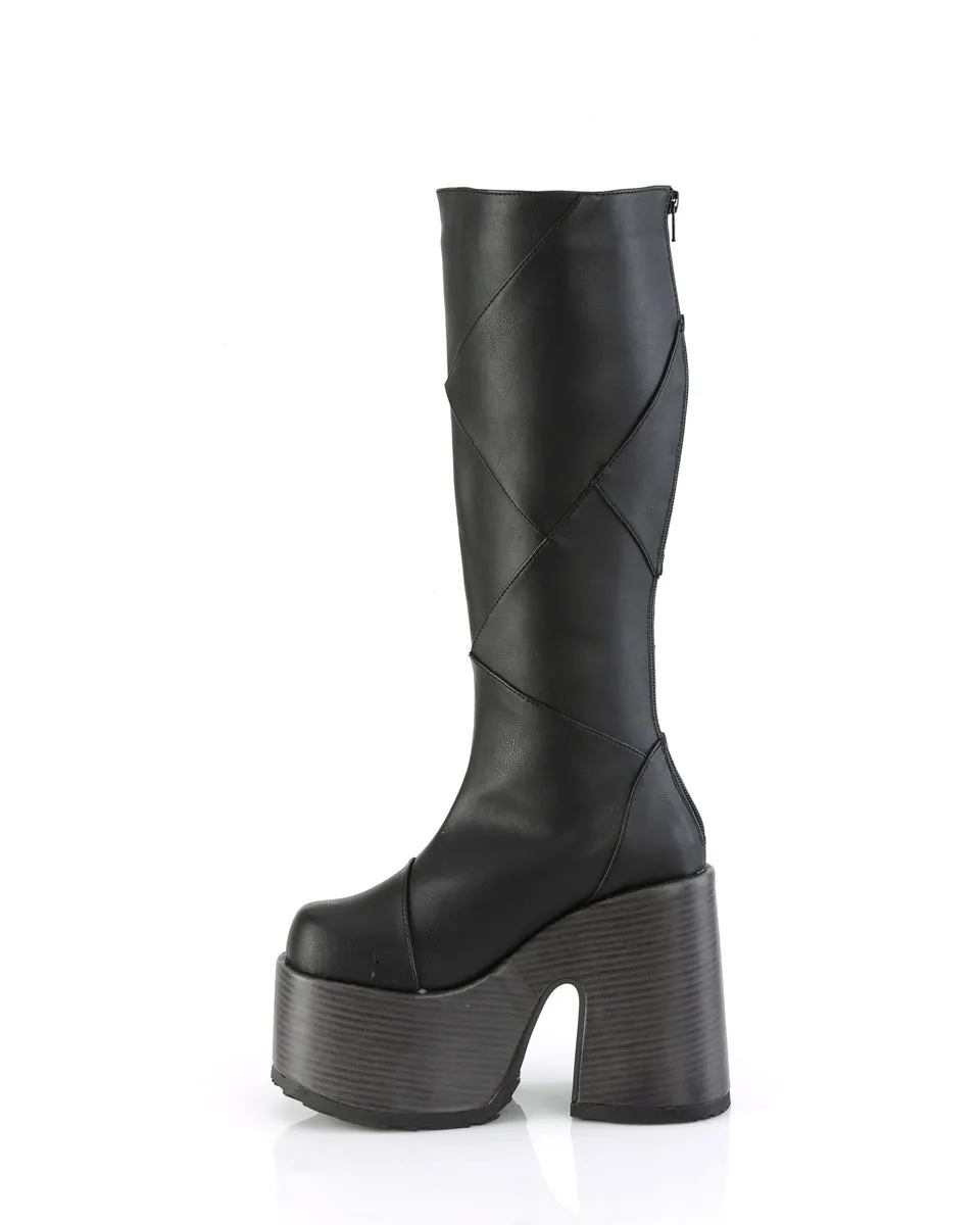 Demonia Patchwork Knee High Boots