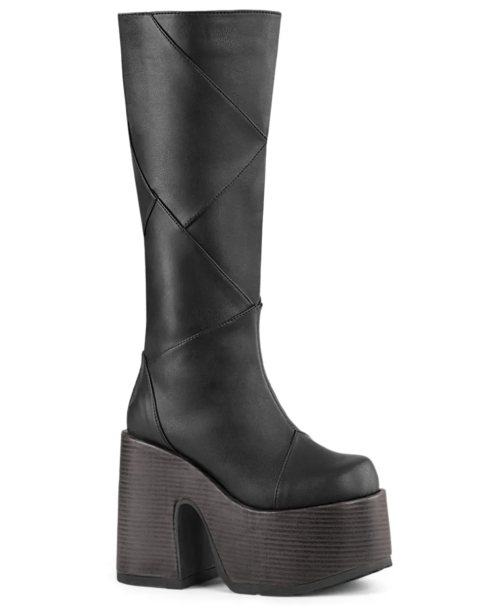 Demonia Patchwork Knee High Boots