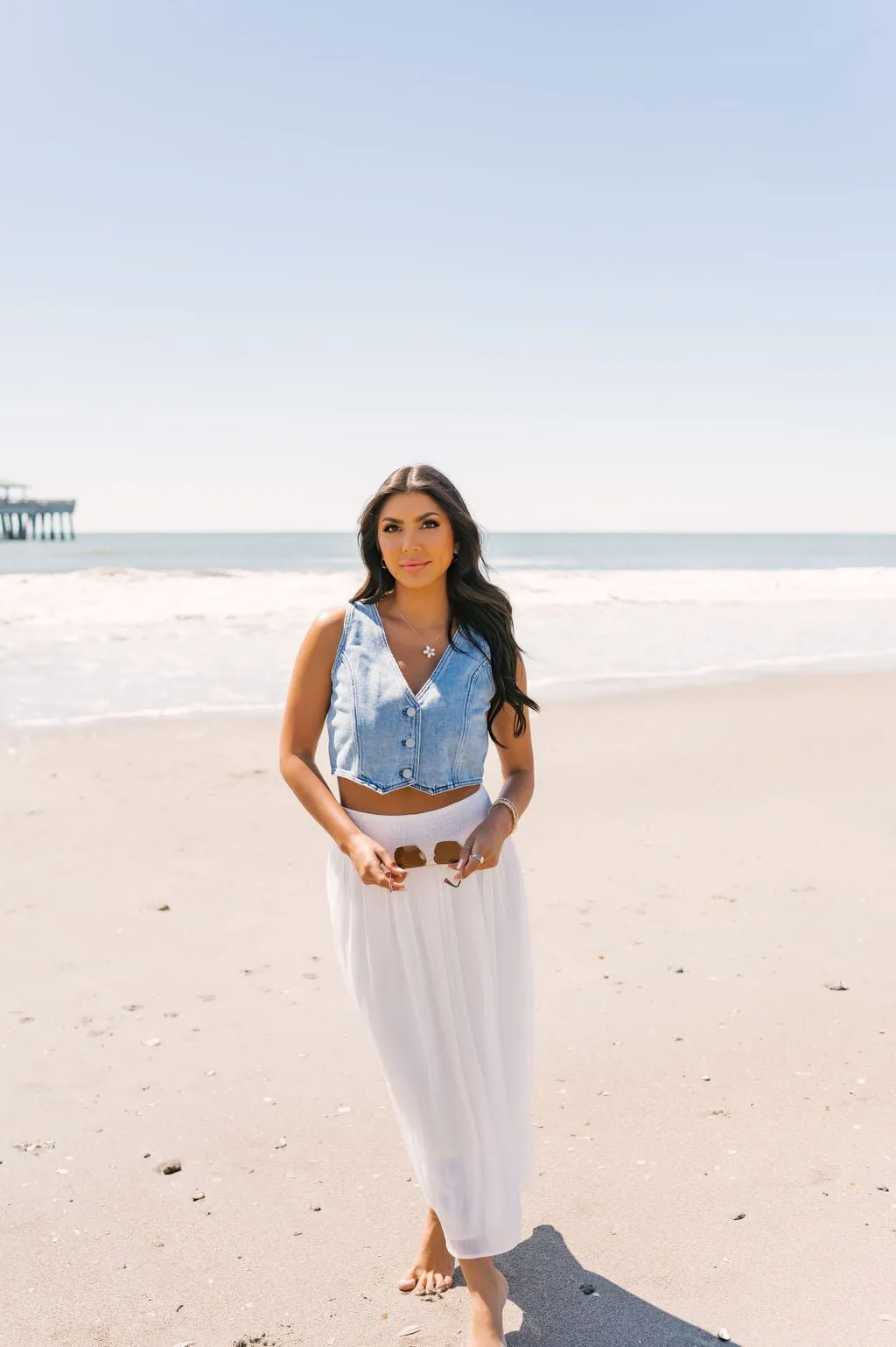 Denim Button Up Vest